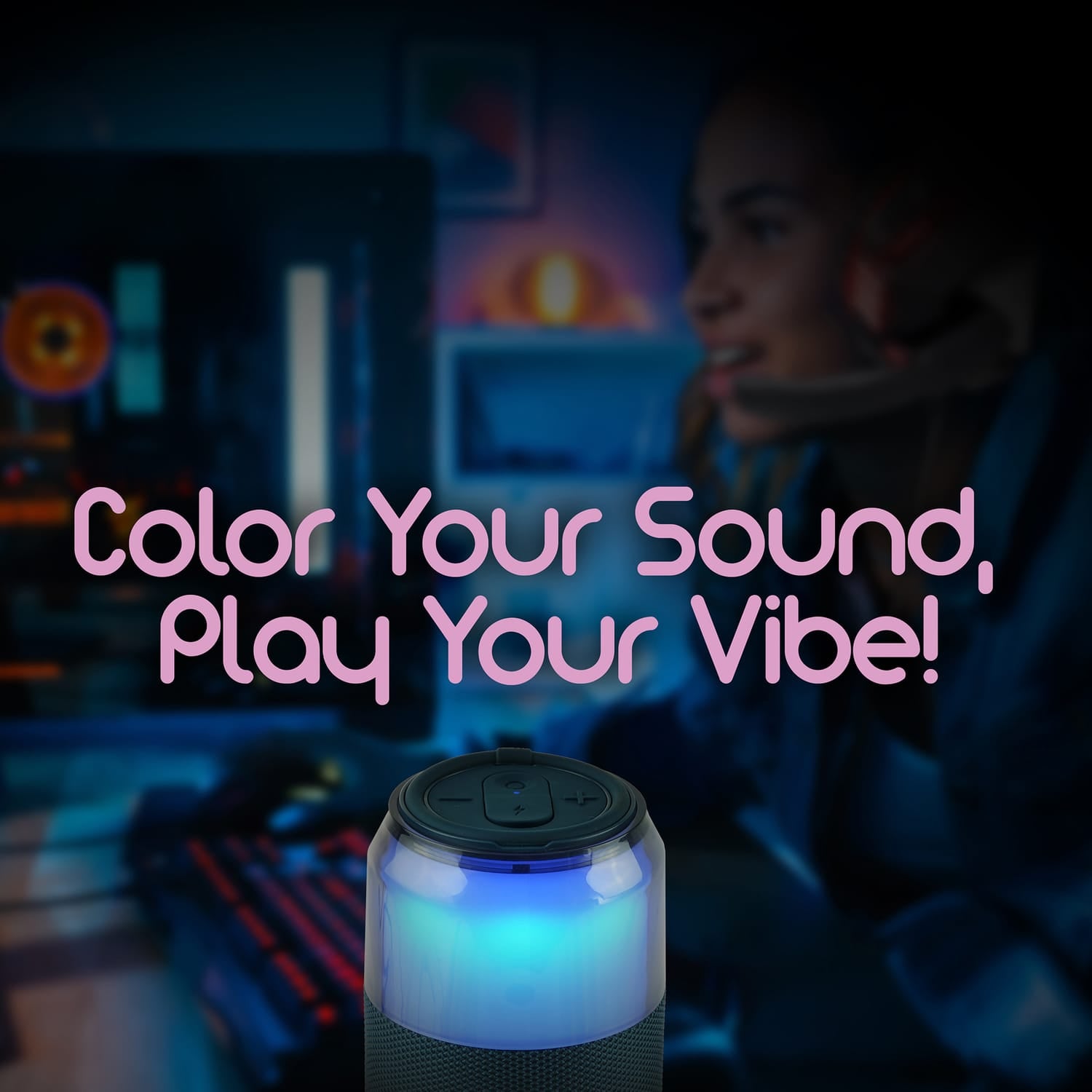 Supersonic SodaBoom Portable Bluetooth Speaker, True Wireless, with LED Light Show, SC-2335BT, Blue