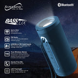 Supersonic Portable Bluetooth Speaker with LED Flashlight and Speakerphone, SC-2340BT, Blue