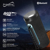 Supersonic Portable Bluetooth Speaker with LED Flashlight and Speakerphone, SC-2340BT, Black