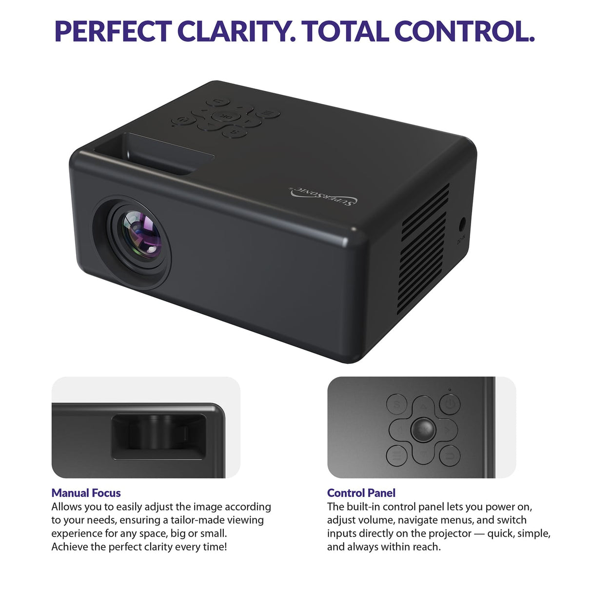 Supersonic 720p HD 800-ANSI-Lumen Compact LED Projector