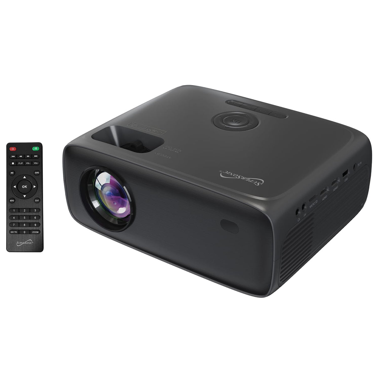 Supersonic 1080p 300-ANSI-Lumen Compact LED Projector with Bluetooth and Remote