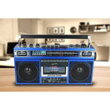 Supersonic Retro Bluetooth Cassette/AM/FM/Shortwave Boom Box, SC-3201BT, Blue