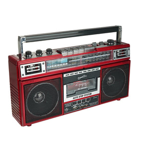 Supersonic Retro Bluetooth Cassette/AM/FM/Shortwave Boom Box, SC-3201BT, Red