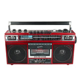Supersonic Retro Bluetooth Cassette/AM/FM/Shortwave Boom Box, SC-3201BT, Red