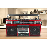 Supersonic Retro Bluetooth Cassette/AM/FM/Shortwave Boom Box, SC-3201BT, Red