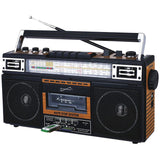 Supersonic Retro Bluetooth Cassette/AM/FM/Shortwave Boom Box, SC-3201BT, Wood