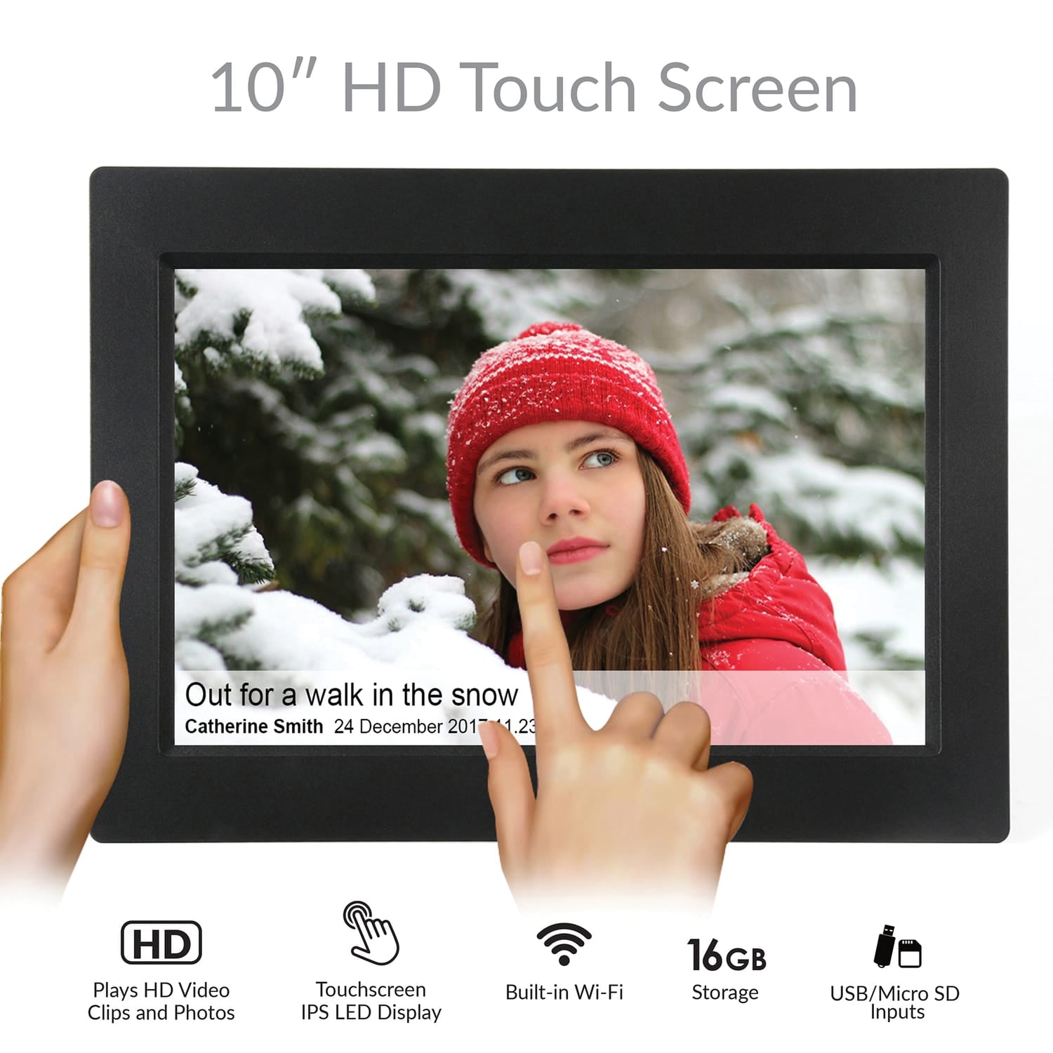 Supersonic 10-In. Touch Screen LCD Smart Digital Photo Frame