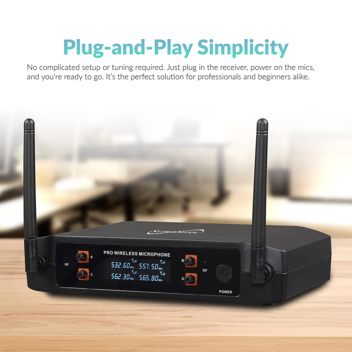 Supersonic 4-Channel 2.4-GHz Wireless Microphone System with 4 Handheld Microphones and Receiver, SC-909