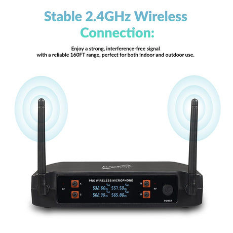 Supersonic 4-Channel 2.4-GHz Wireless Microphone System with 4 Handheld Microphones and Receiver, SC-909