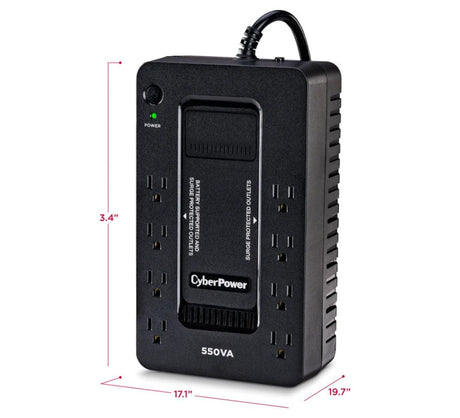 Cyber Power 550VA/330W Battery Backup UPS System with 8 Outlets, Black - Cerified Refurbished