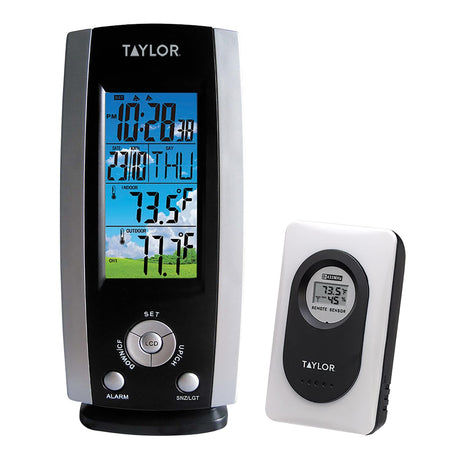 Taylor Precision Products Battery-Powered Wireless 3-Channel Digital Weather Station Thermometer and Clock with Wireless Remote Sensor