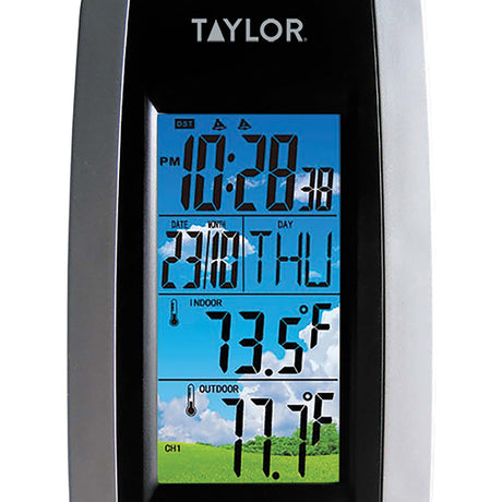 Taylor Precision Products Battery-Powered Wireless 3-Channel Digital Weather Station Thermometer and Clock with Wireless Remote Sensor
