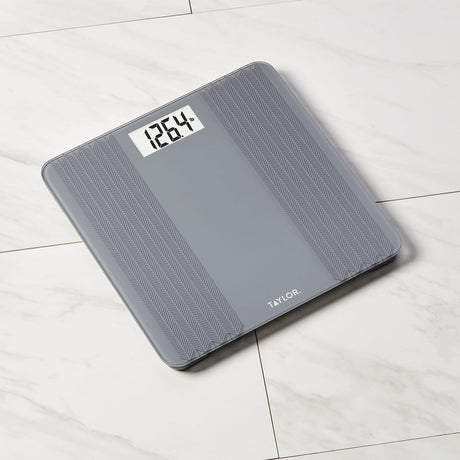 Taylor Precision Products Digital Glass Scale with Textured Herringbone Design, 500-Lb. Capacity