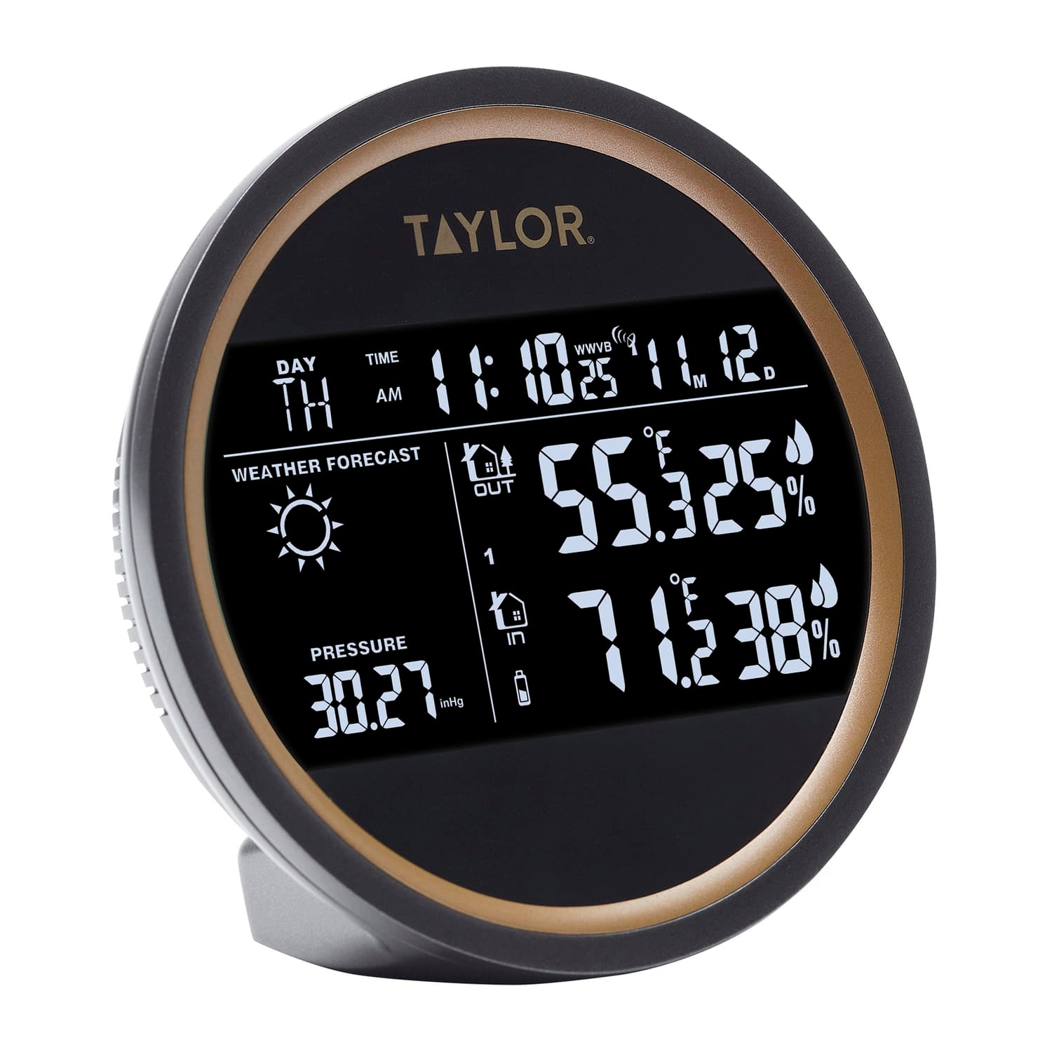Taylor Precision Products Battery-Powered Wireless 3-Channel Digital Weather Forecaster and Clock with Wireless Remote Sensor