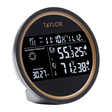 Taylor Precision Products Battery-Powered Wireless 3-Channel Digital Weather Forecaster and Clock with Wireless Remote Sensor