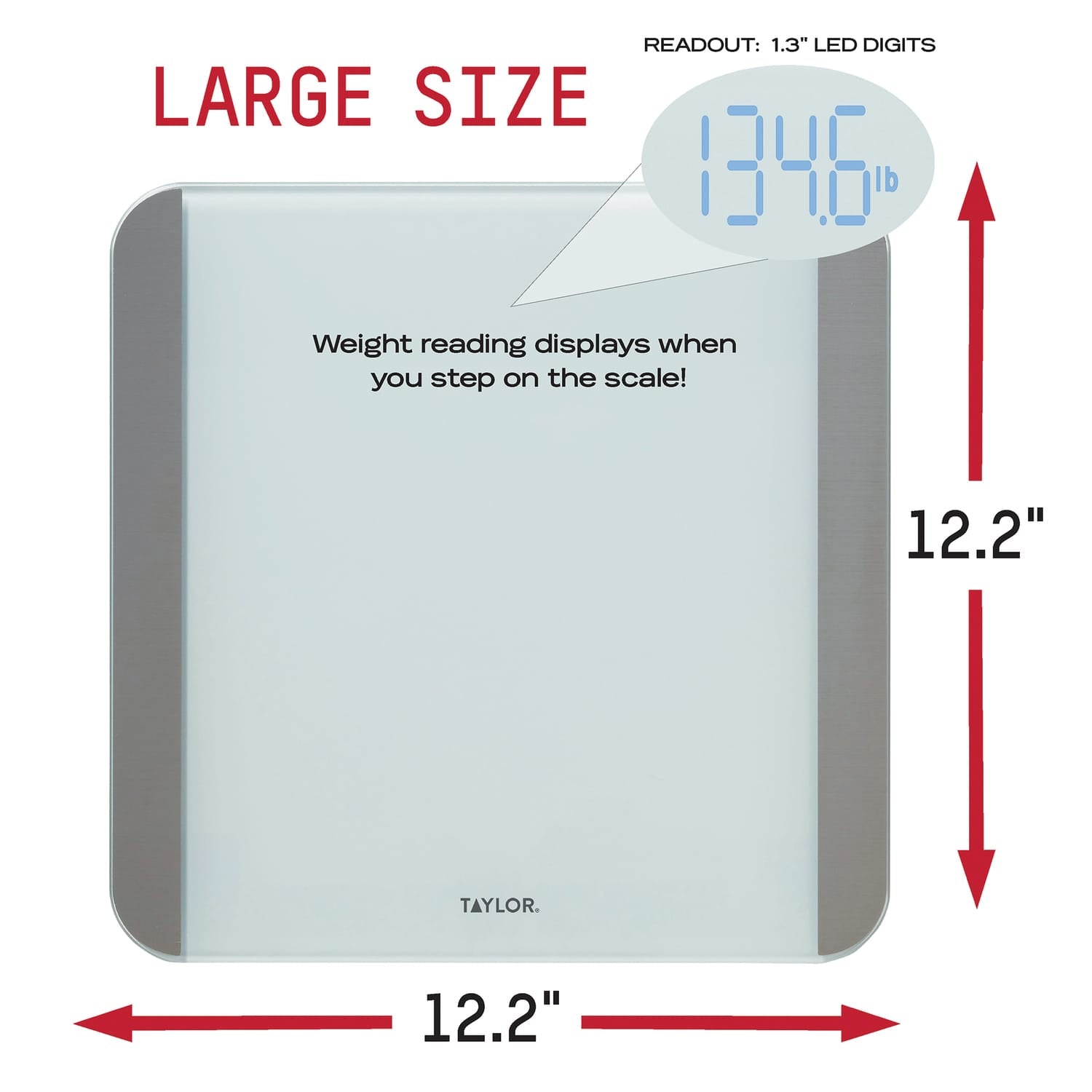 Taylor Precision Products Digital Motion Sensor Bathroom Scale, White, 440-Lb. Capacity