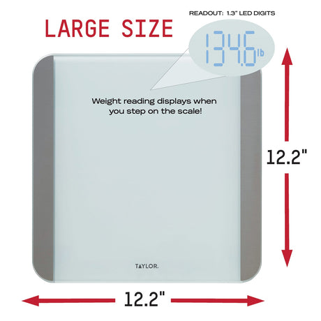 Taylor Precision Products Digital Motion Sensor Bathroom Scale, White, 440-Lb. Capacity