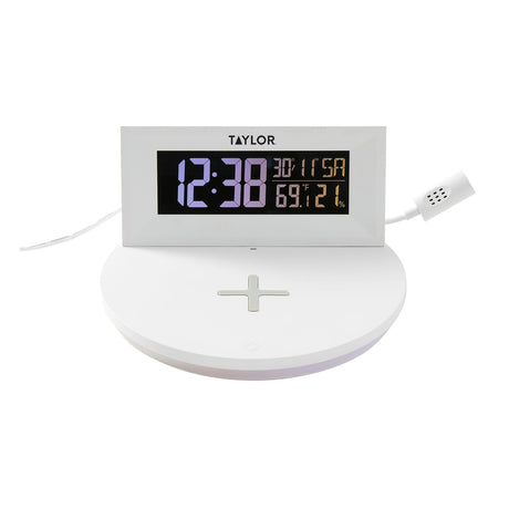 Taylor Precision Products Digital Indoor Weather Station with Mood Light and Wireless Charging Pad, 5287333