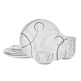 Studio Nova 12-Piece Porcelain Dinnerware Set, Circles Pattern