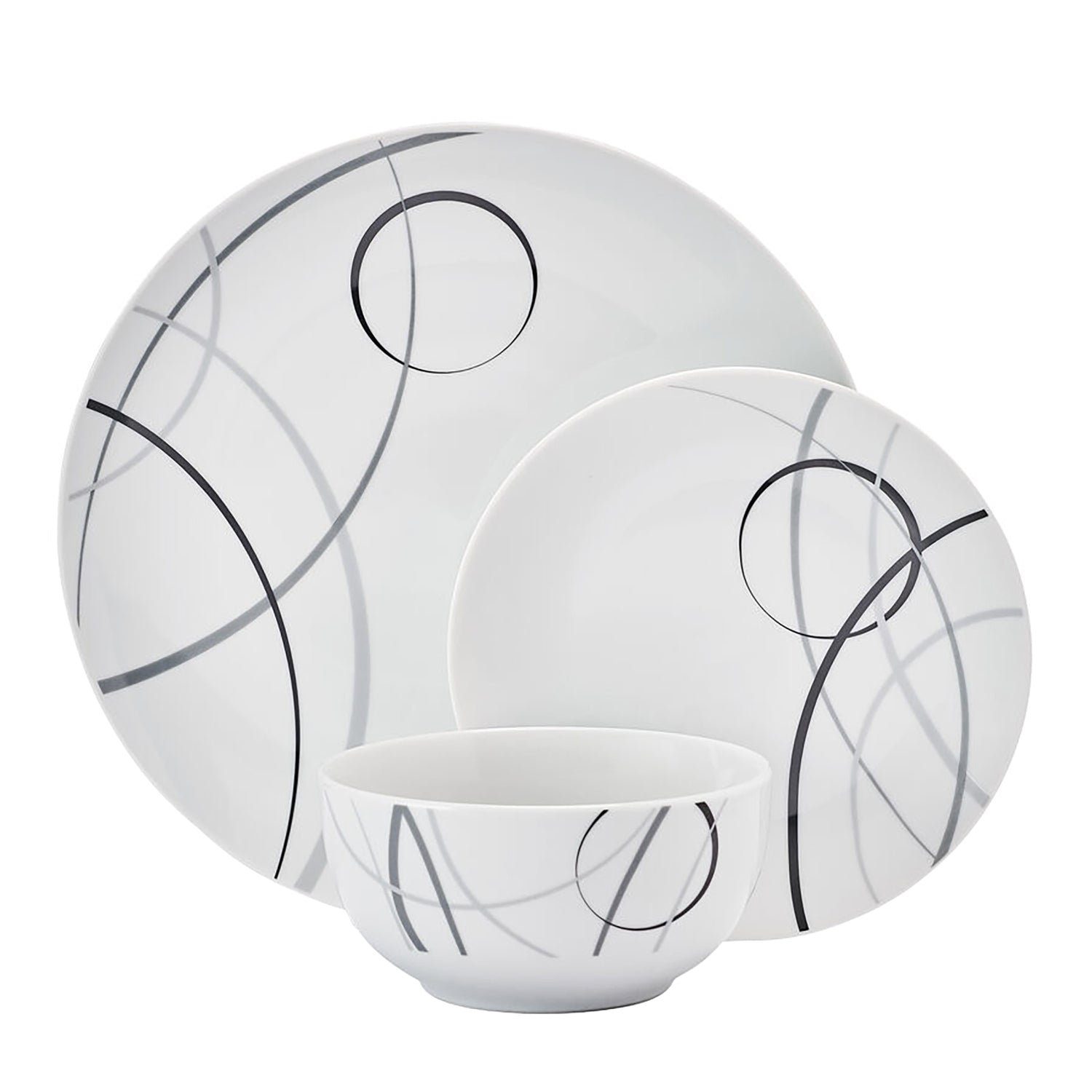 Studio Nova 12-Piece Porcelain Dinnerware Set, Circles Pattern