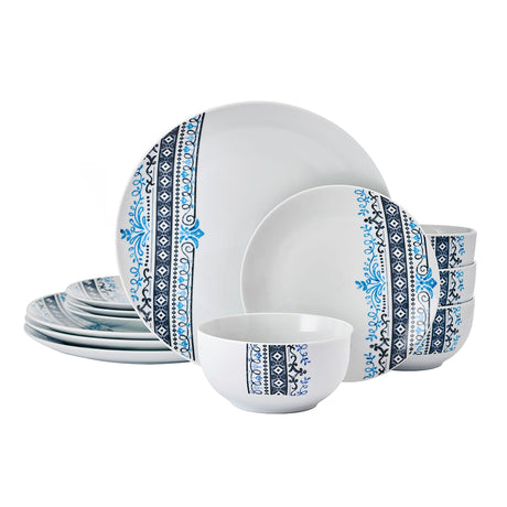 Studio Nova 12-Piece Porcelain Dinnerware Set, Michele Pattern