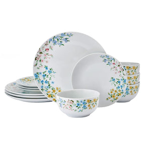 Studio Nova 12-Piece Porcelain Dinnerware Set, Fiona Floral Pattern