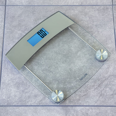 Taylor Precision Products Digital Glass Bathroom Scale with Stainless Steel Accents, 440-Lb. Capacity