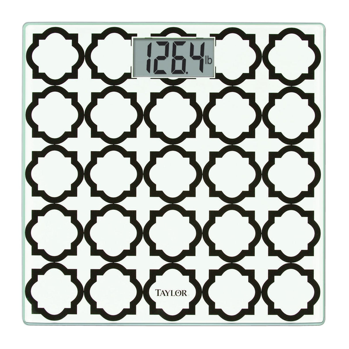 Taylor Precision Products Digital Glass Bathroom Scale with Black/White Lattice, 400-Lb. Capacity