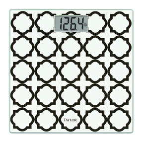 Taylor Precision Products Digital Glass Bathroom Scale with Black/White Lattice, 400-Lb. Capacity