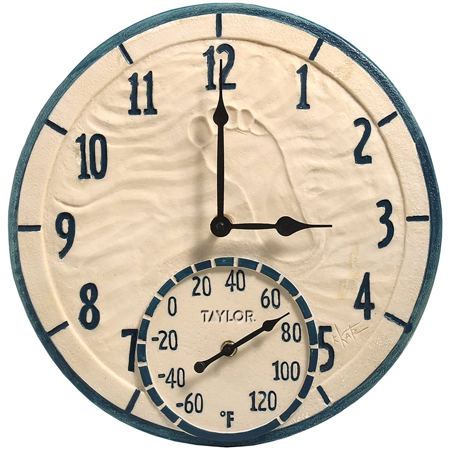 Taylor Precision Products 14-In. Poly-Resin Clock with Thermometer, By the Sea