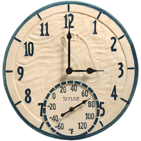 Taylor Precision Products 14-In. Poly-Resin Clock with Thermometer, By the Sea