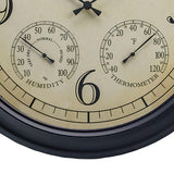 Taylor Precision Products 18.5-In. Bronze Analog Quartz Time/Temp/Hygrometer Outdoor Round Clock, Battery Operated, UV/Fade-Resistant, Metal