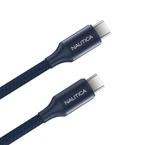 Nautica USB-C to USB-C Charge and Sync Turan 60-Watt Fast Charge Cable, 4 Ft, 3 Pack, CB530, Navy