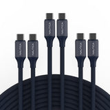 Nautica USB-C to USB-C Charge and Sync Turan 60-Watt Fast Charge Cable, 4 Ft, 3 Pack, CB530, Navy