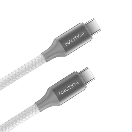 Nautica USB-C to USB-C Charge and Sync Turan 60-Watt Fast Charge Cable, 4 Ft, 3 Pack, CB530, White