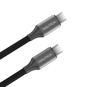 Nautica USB-C to USB-C Charge and Sync Turan 60-Watt Fast Charge Cable, 4 Ft, 3 Pack, CB530, Black