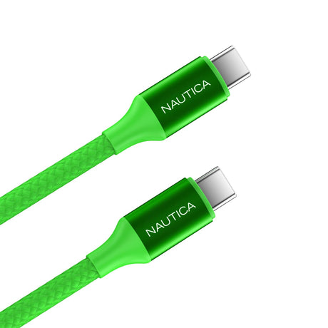 Nautica USB-C to USB-C Charge and Sync Turan 60-Watt Fast Charge Cable, 4 Ft, 3 Pack, CB530, Green