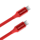 Nautica USB-C to USB-C Charge and Sync Turan 60-Watt Fast Charge Cable, 4 Ft, 3 Pack, CB530, Red