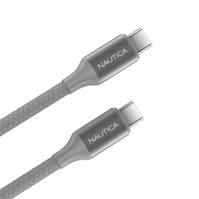 Nautica USB-C to USB-C Charge and Sync Turan 60-Watt Fast Charge Cable, 4 Ft, 3 Pack, CB530, Gray