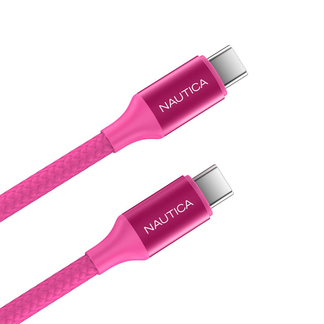 Nautica USB-C to USB-C Charge and Sync Turan 60-Watt Fast Charge Cable, 4 Ft, 3 Pack, CB530, Pink