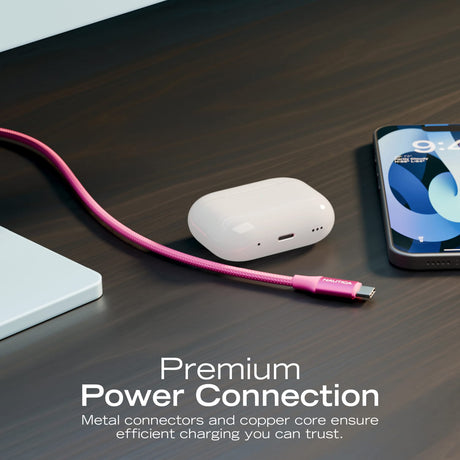 Nautica USB-C to USB-C Charge and Sync Turan 60-Watt Fast Charge Cable, 4 Ft, 3 Pack, CB530, Pink