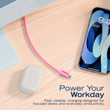 Nautica USB-C to USB-C Charge and Sync Turan 60-Watt Fast Charge Cable, 4 Ft, 3 Pack, CB530, Pink