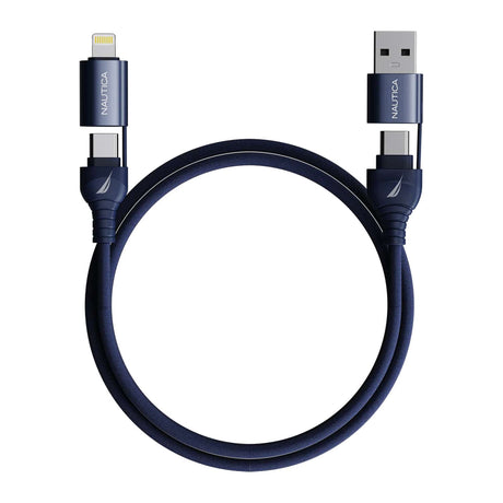 Nautica 4-Ft. 100-Watt 4-in-1 Multi-Port Cable, Urban CB400, Navy