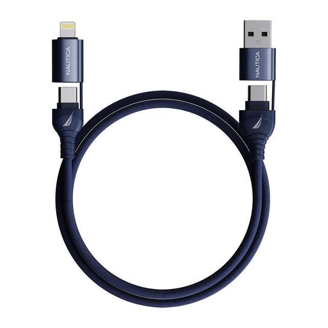 Nautica 4-Ft. 100-Watt 4-in-1 Multi-Port Cable, Urban CB400, Navy
