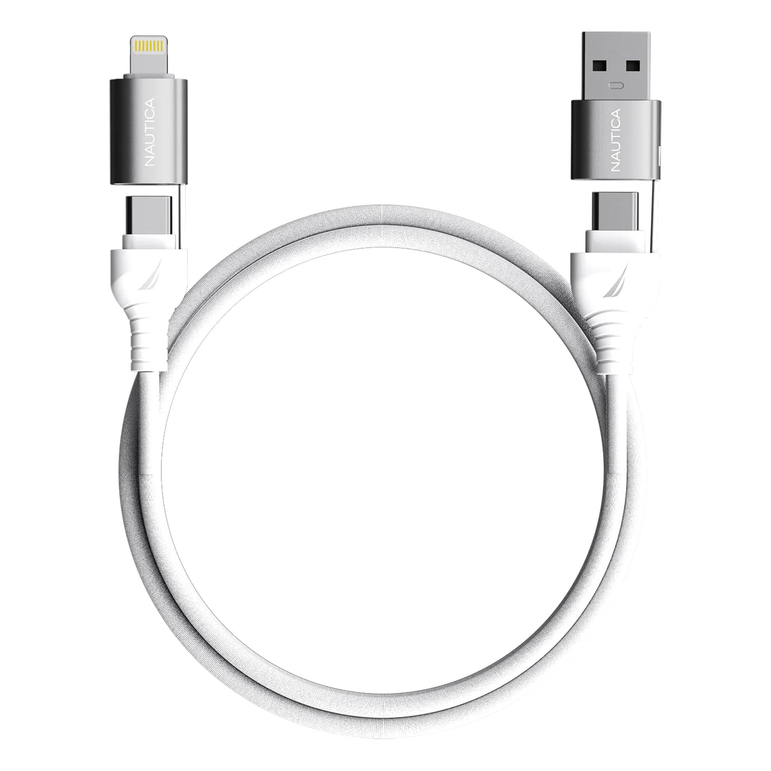 Nautica 4-Ft. 100-Watt 4-in-1 Multi-Port Cable, Urban CB400, White