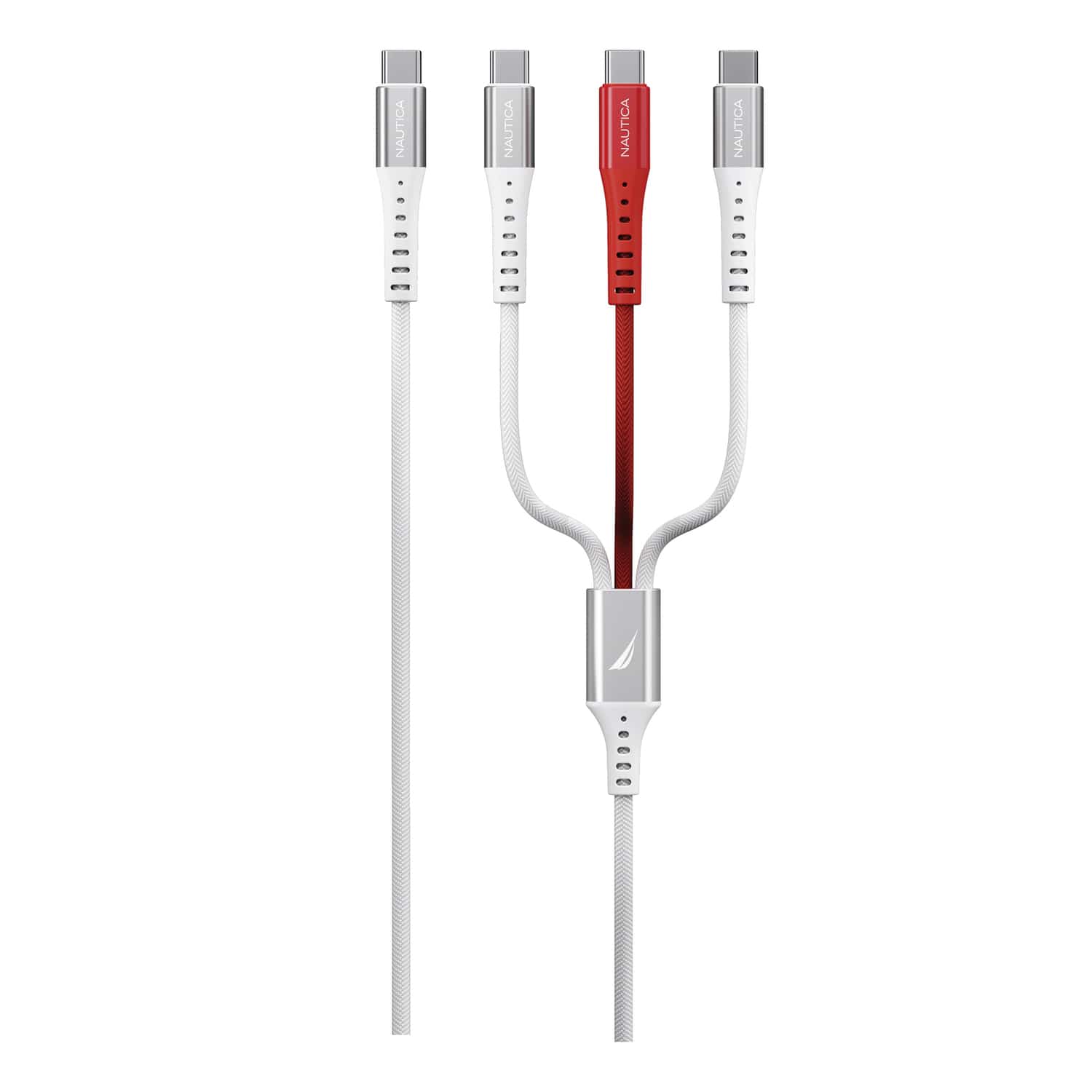 Nautica 4-Ft. 60-Watt 3-in-1 Multi-Port Cable, Urban CB600, White