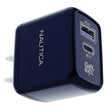 Nautica 2-USB Port Wall Charger with 30-Watt PD USB-C and USB-A QC3.0, CH130, Navy