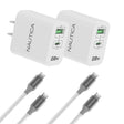 Nautica Two 20-Watt Dual-Port Turan Core 20 Charging Bundle, with 2 USB-C to USB-C Cables