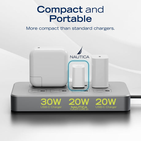 Nautica Two 20-Watt Dual-Port Turan Core 20 Charging Bundle, with 2 USB-C to USB-C Cables