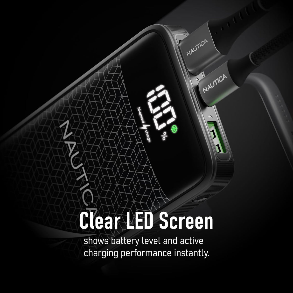Nautica TURAN PB Dual-USB Hi-Speed Portable Power Pack with Digital Power Display, UCCPB1003, 10kmAh